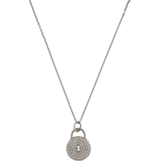Tiffany & Co. Platinum and Diamond Round Locket Pendant with Platinum chain - Picture 1 of 2